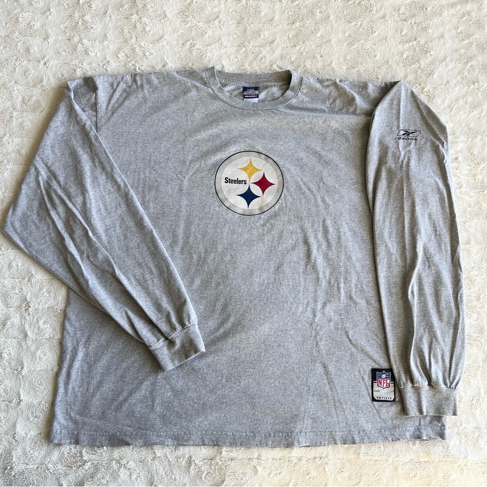 Vintage Pittsburgh Steelers Shirt Tee Mens XXL 2XL Gray Reebok Football NFL Vtg